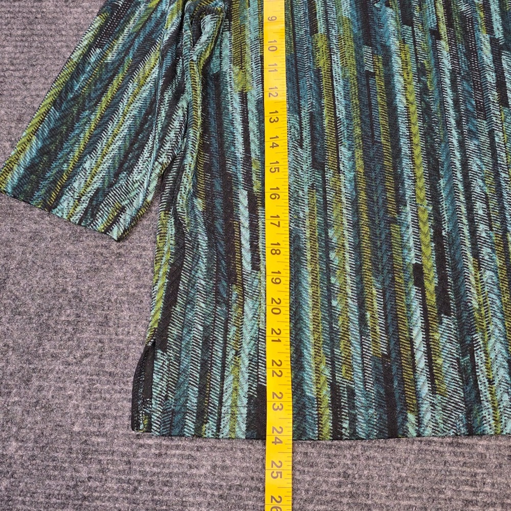 Bon Worth 3/4 Sleeve Top Women's Size SP Teal Green Abstract Stripe V-Neck - Picture 6 of 7